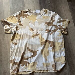 Adidas Men's Short Sleeve Camouflage Tee - Brown and Cream